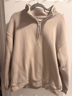 Abercrombie & Fitch Beige Sherpa Half-Zip Pullover